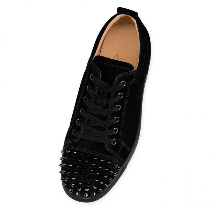 Louboutin Louis Junior Spikes "Veau velours - Black"