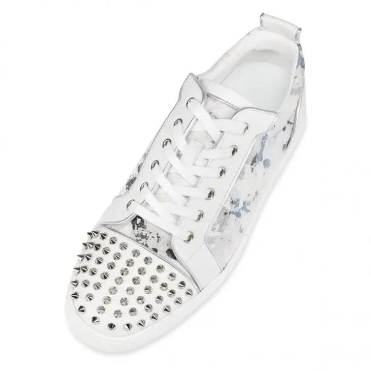 Louboutin Louis Junior Spikes "Calf leather, leather Gravity and spikes - White"