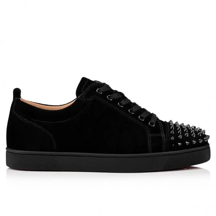 Louboutin Louis Junior Spikes "Veau velours - Black"