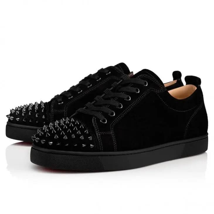 Louboutin Louis Junior Spikes "Veau velours - Black"