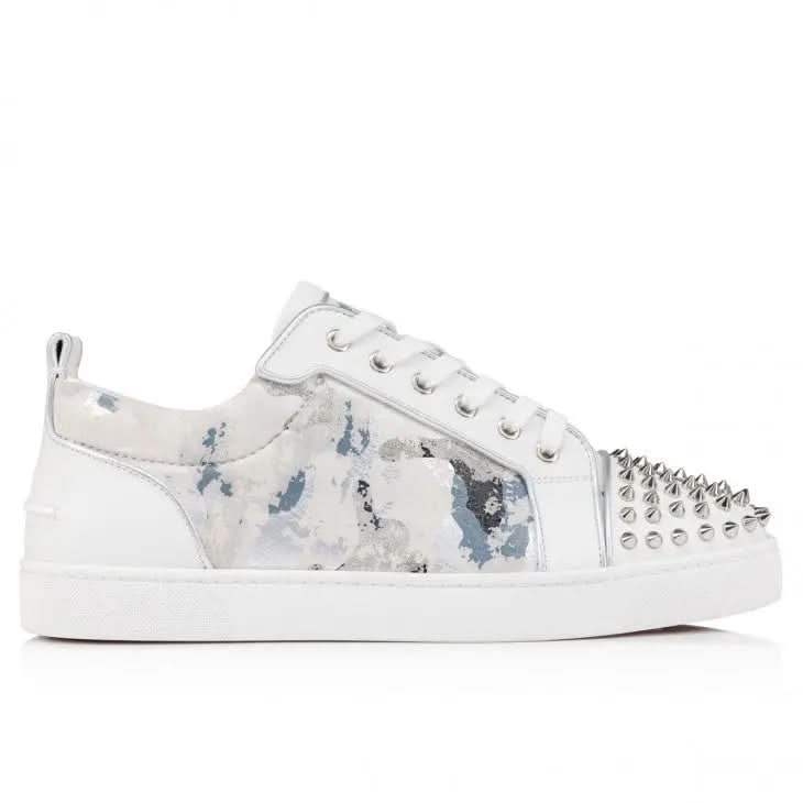 Louboutin Louis Junior Spikes "Calf leather, leather Gravity and spikes - White"