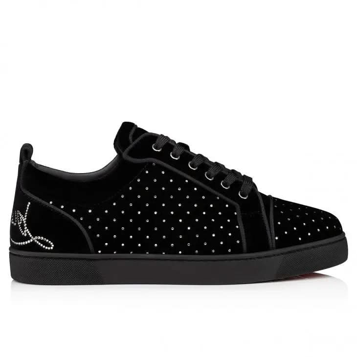 Louboutin Fun Louis Junior Plum Strass "Velvet and strass - Black" - Доставка за 1 работен ден