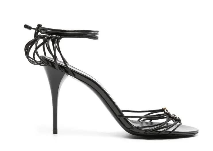 Saint Laurent 90mm Babylone Cassandre-plaque leather sandals