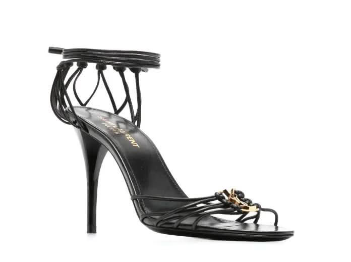 Saint Laurent 90mm Babylone Cassandre-plaque leather sandals